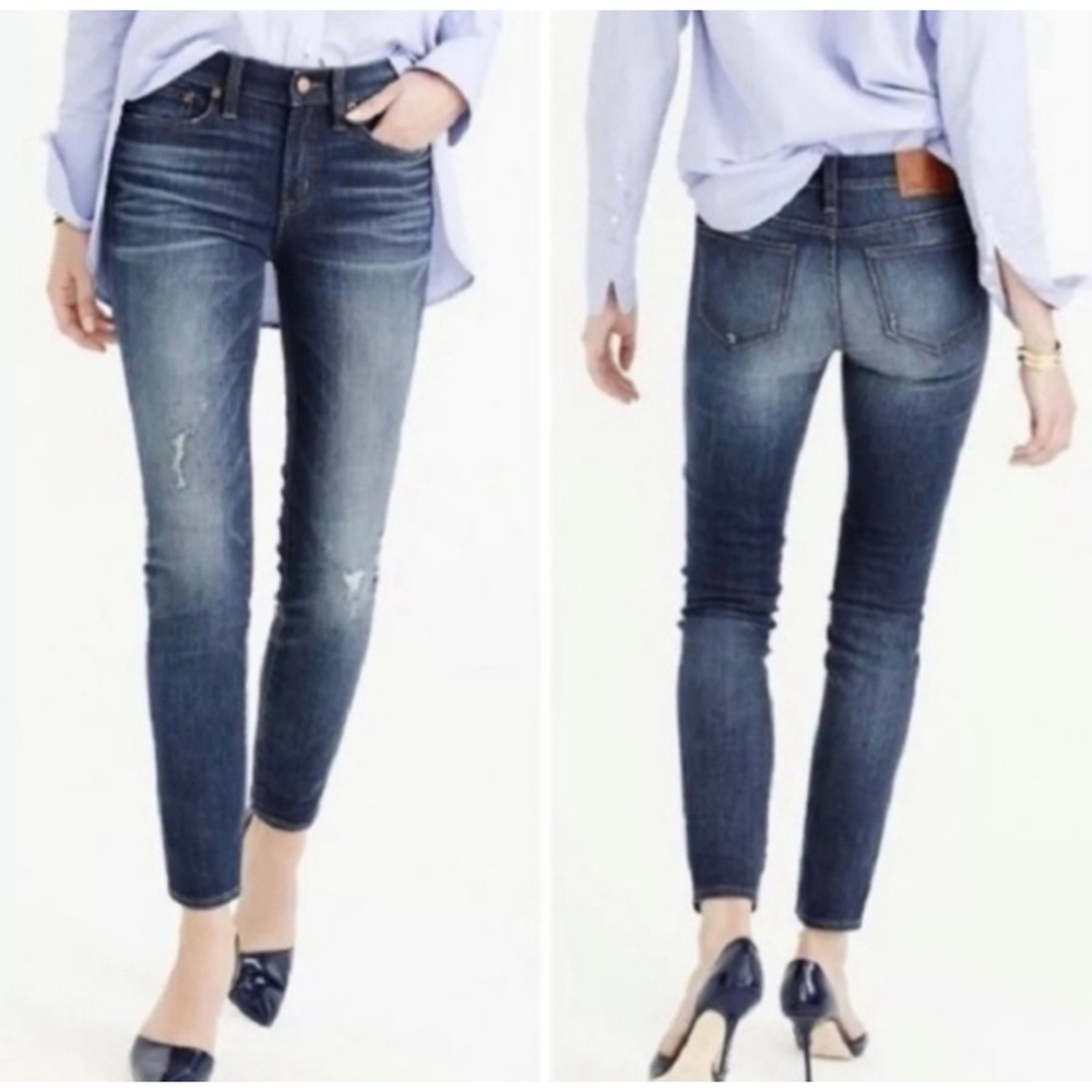 J.Crew Toothpick Skinny Jeans Pacific Wash Distressed Blue Denim E0013 Size 30